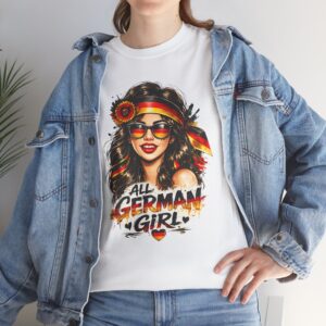 German Girl Graphic Tee — "All German Girl" Patriotic Vintage Pop Art Shirt