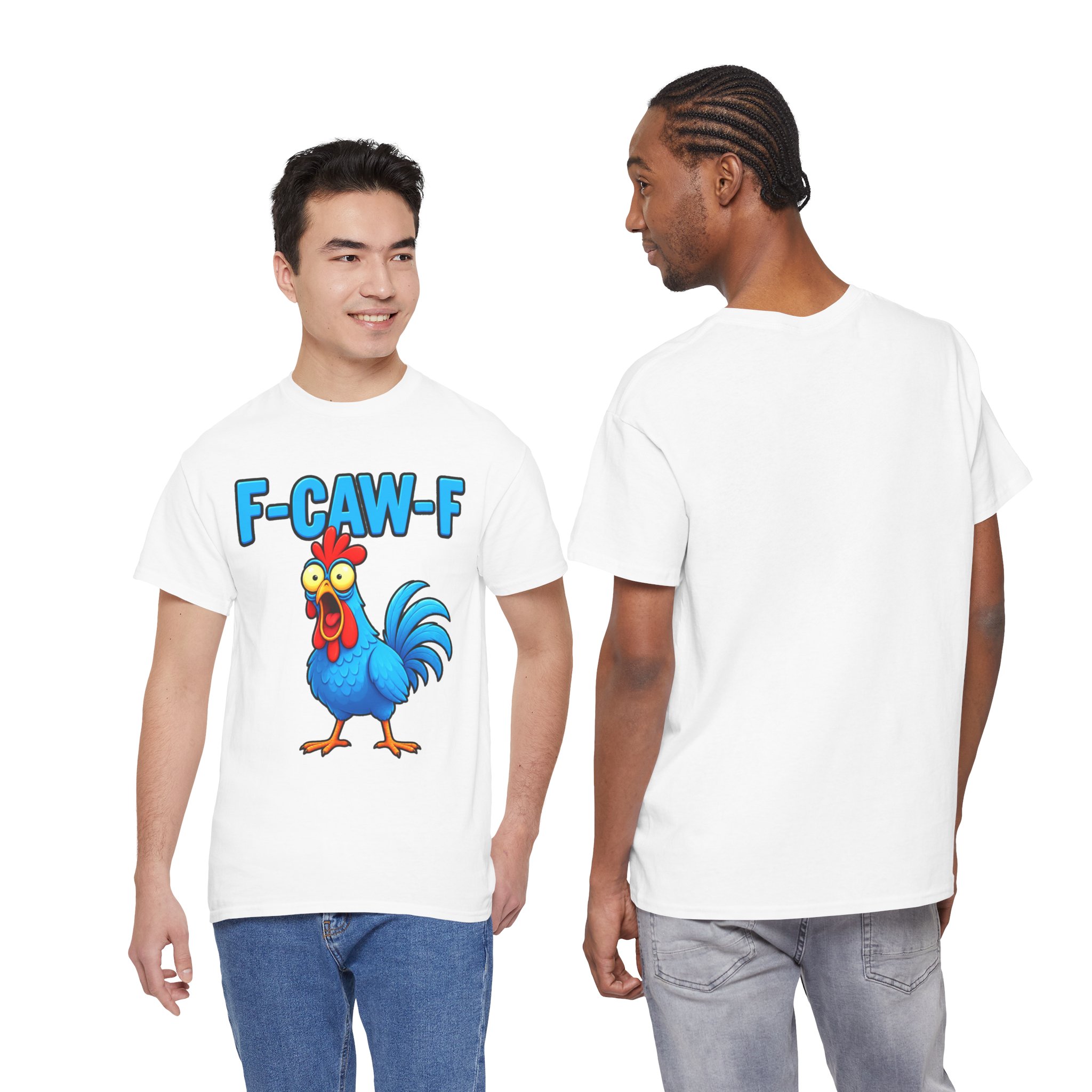 Funny Rooster T-Shirt – "F-CAW-F" Cartoon Chicken Tee – Image 10