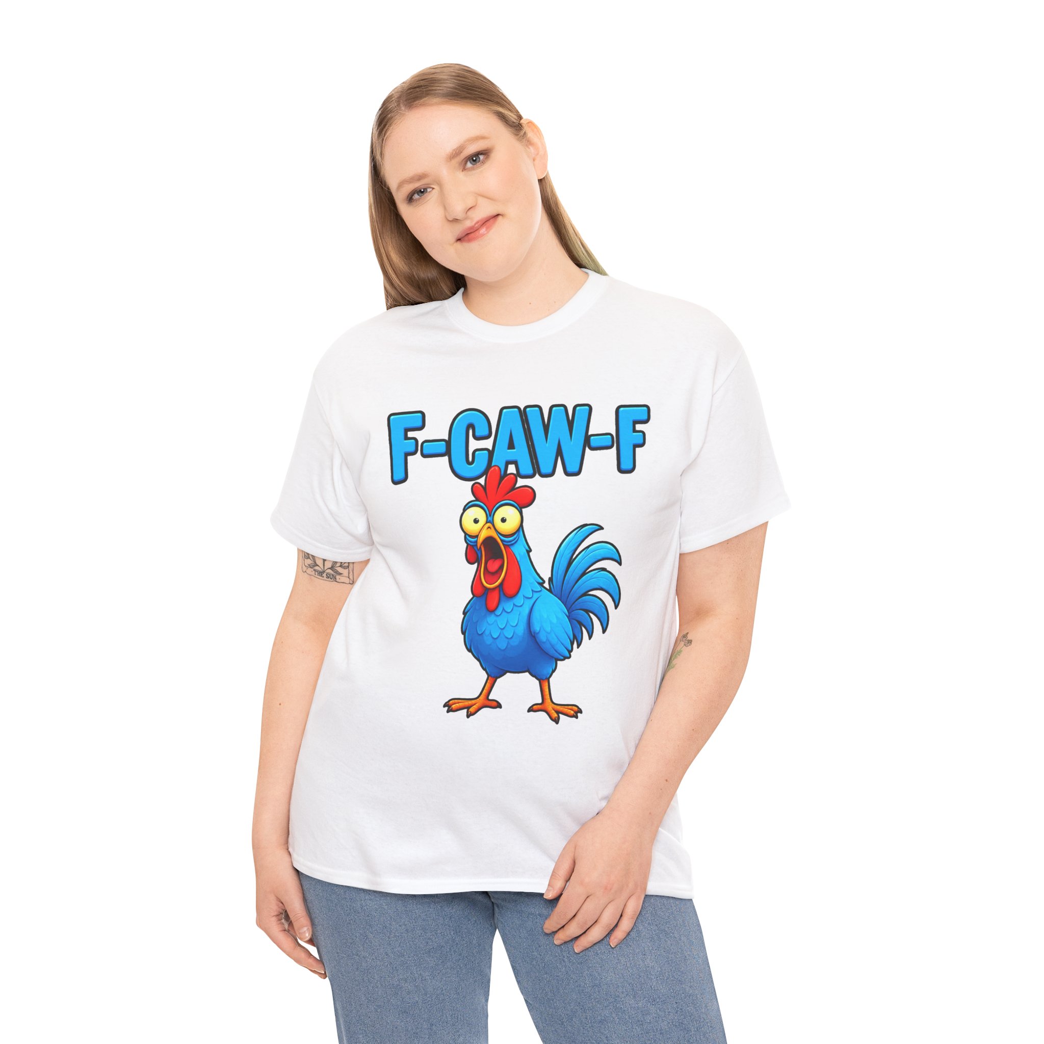 Funny Rooster T-Shirt – "F-CAW-F" Cartoon Chicken Tee – Image 9