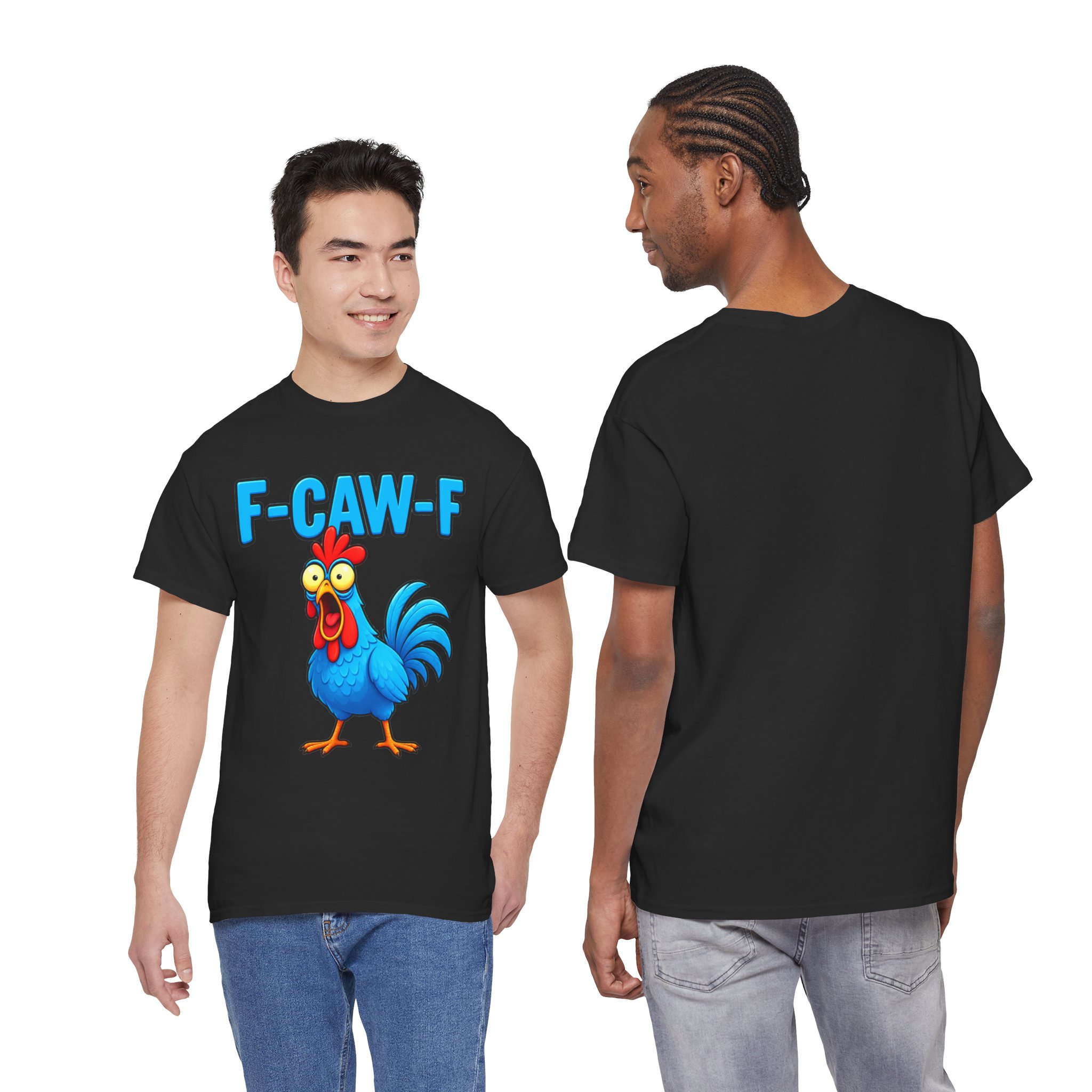 Funny Rooster T-Shirt – "F-CAW-F" Cartoon Chicken Tee – Image 6