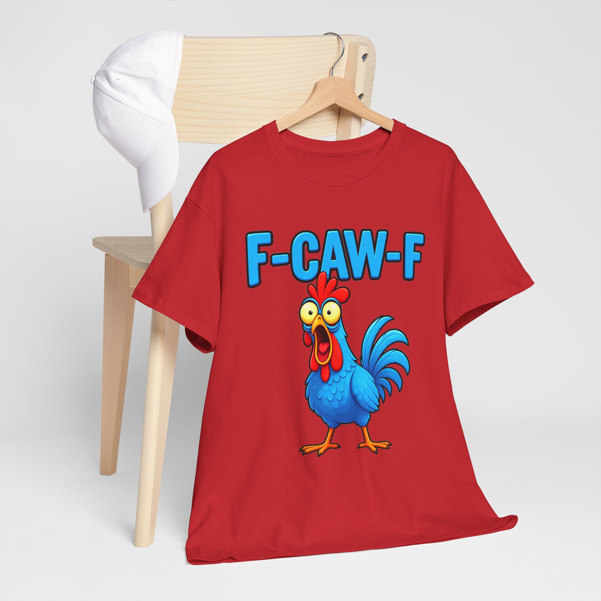 Funny Rooster T-Shirt – "F-CAW-F" Cartoon Chicken Tee – Image 21
