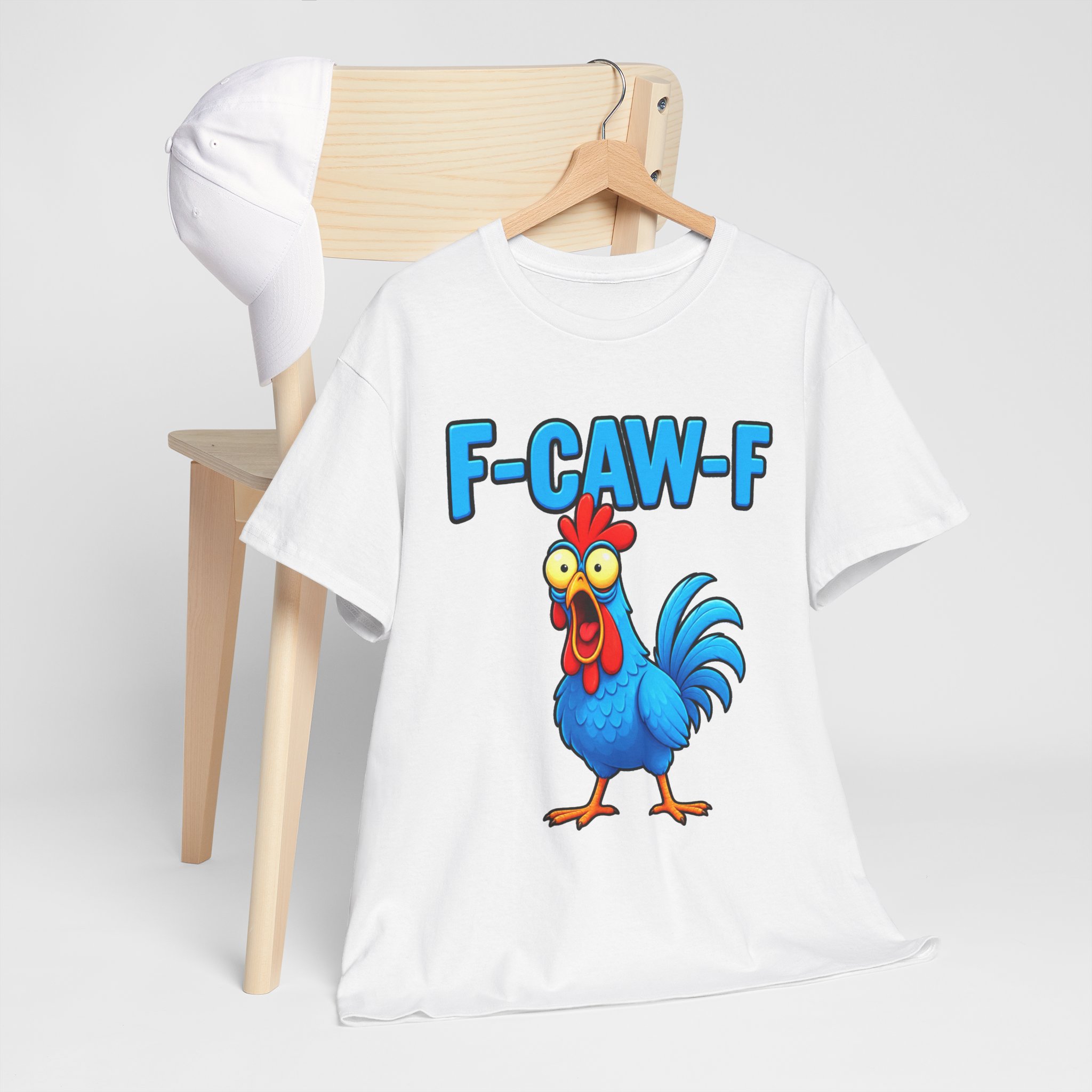 Funny Rooster T-Shirt – "F-CAW-F" Cartoon Chicken Tee – Image 8