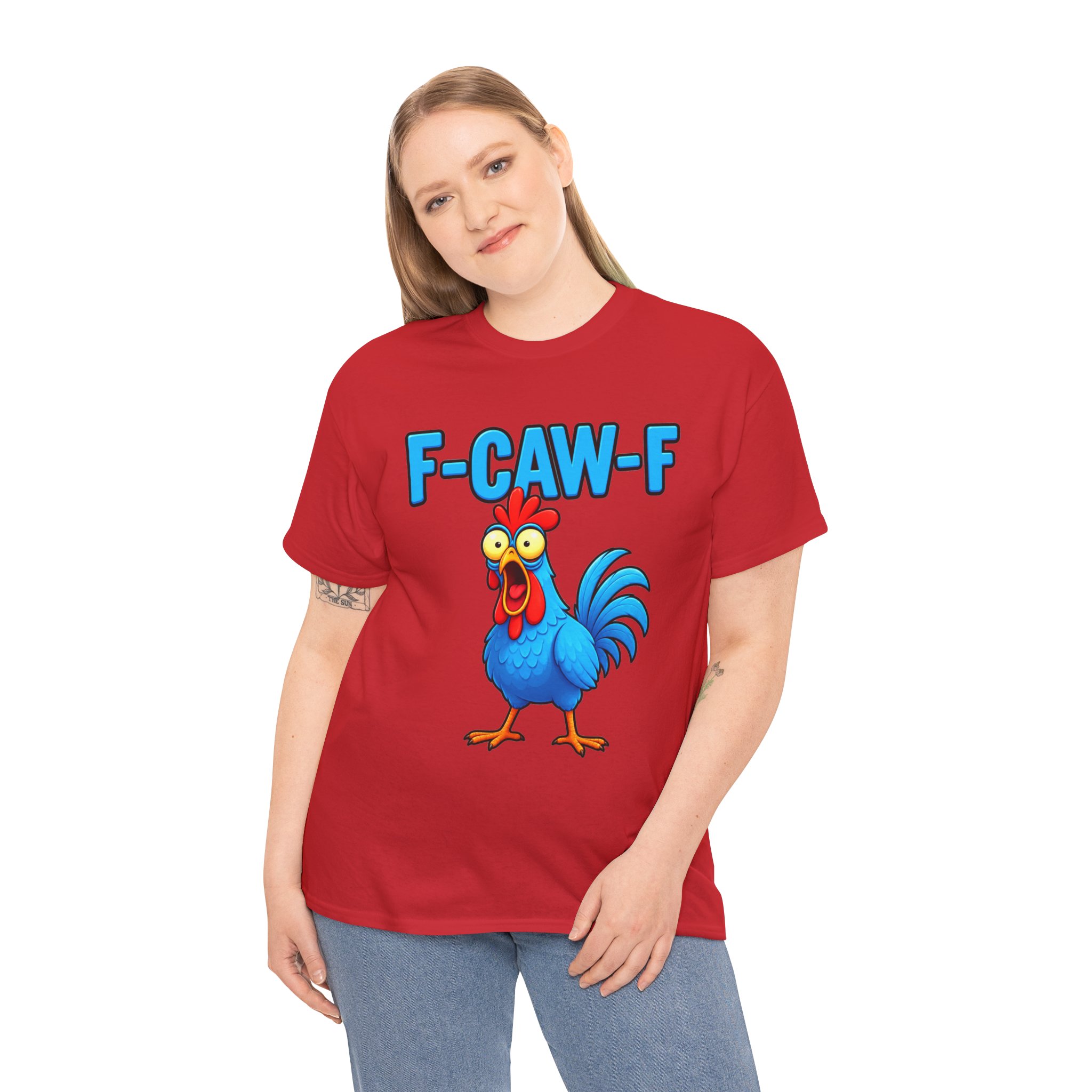 Funny Rooster T-Shirt – "F-CAW-F" Cartoon Chicken Tee – Image 22