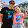 Funny Rooster T-Shirt – "F-CAW-F" Cartoon Chicken Tee - Thumbnail Image 1